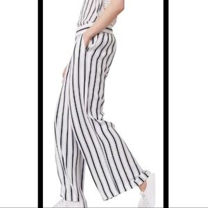 Loft Blue/White Striped Wide Leg Pants